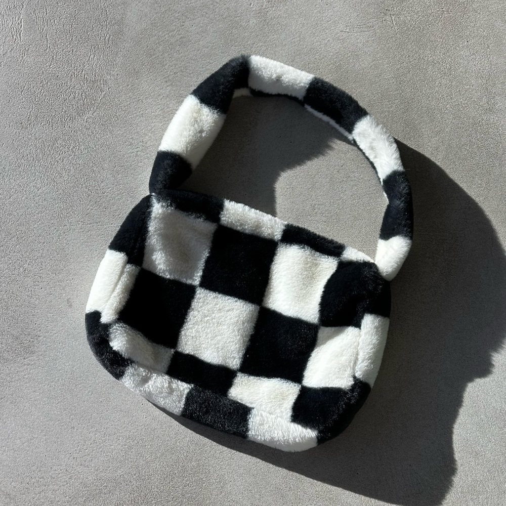 H&M Fluffy Checkered Shoulder Bag